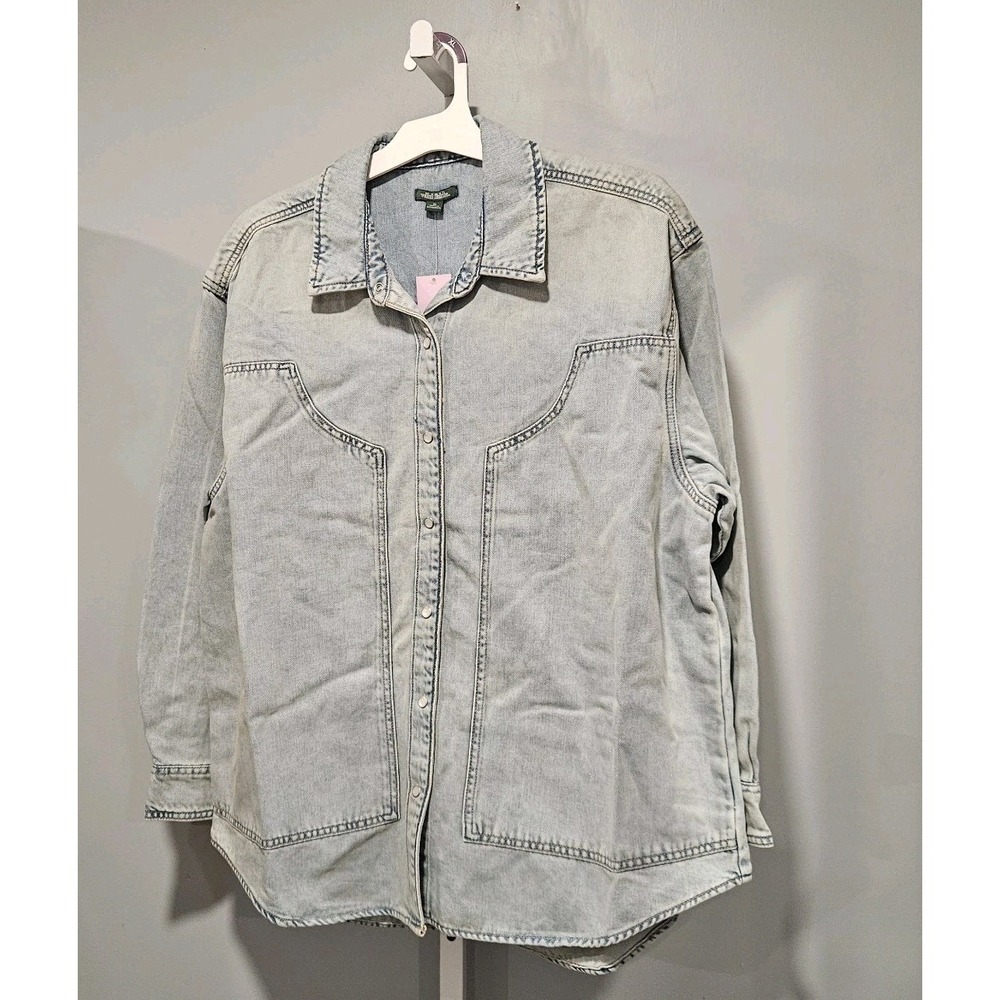 NWT Wild Fable XL Jean Jacket Pearl Snap Light Wash Denim Jacket/Shirt/Top